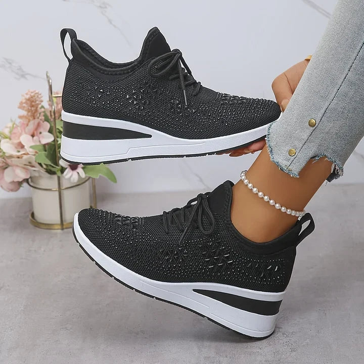 Roos - Dames Sneakers Herfst Orthopedisch met Instapveters en Siersteentjes