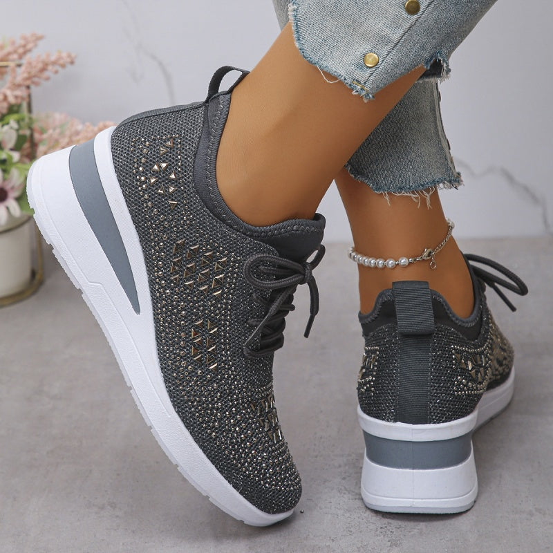 Roos - Dames Sneakers Herfst Orthopedisch met Instapveters en Siersteentjes
