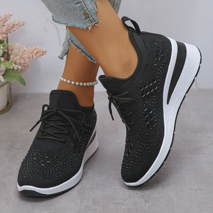 Roos - Dames Sneakers Herfst Orthopedisch met Instapveters en Siersteentjes