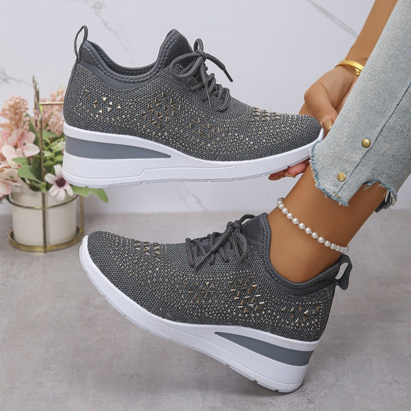 Roos - Dames Sneakers Herfst Orthopedisch met Instapveters en Siersteentjes