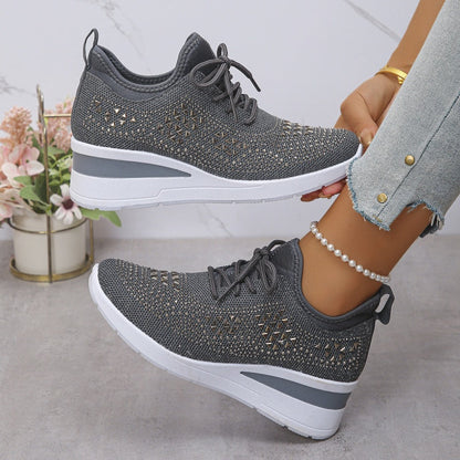 Roos - Dames Sneakers Herfst Orthopedisch met Instapveters en Siersteentjes