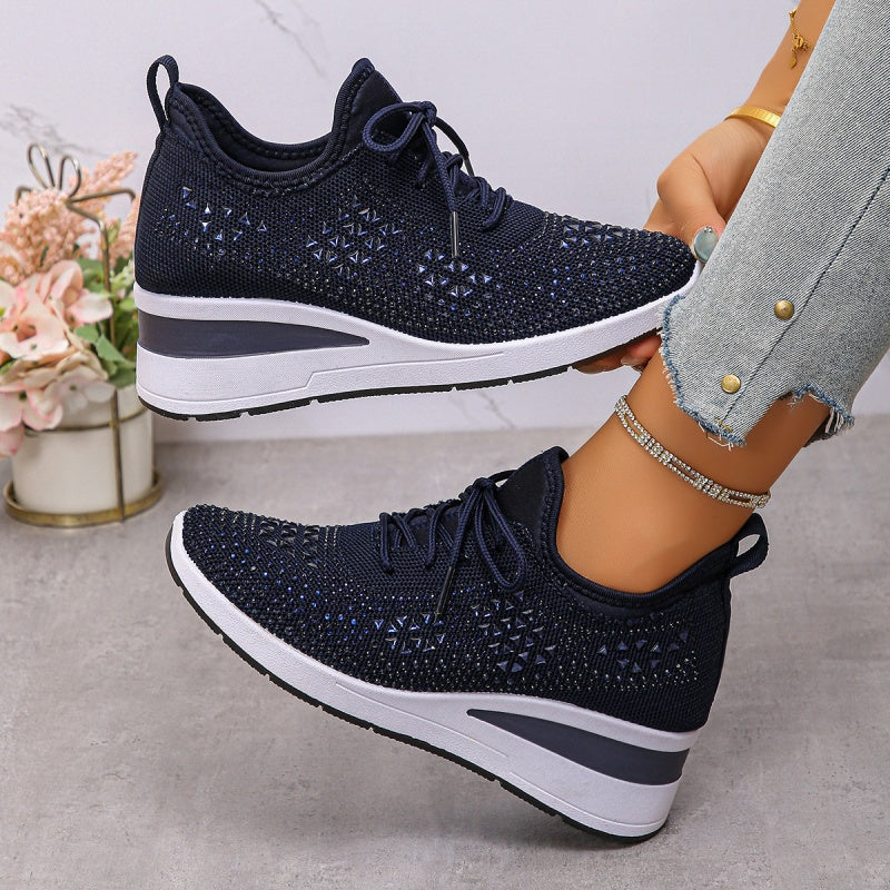 Roos - Dames Sneakers Herfst Orthopedisch met Instapveters en Siersteentjes