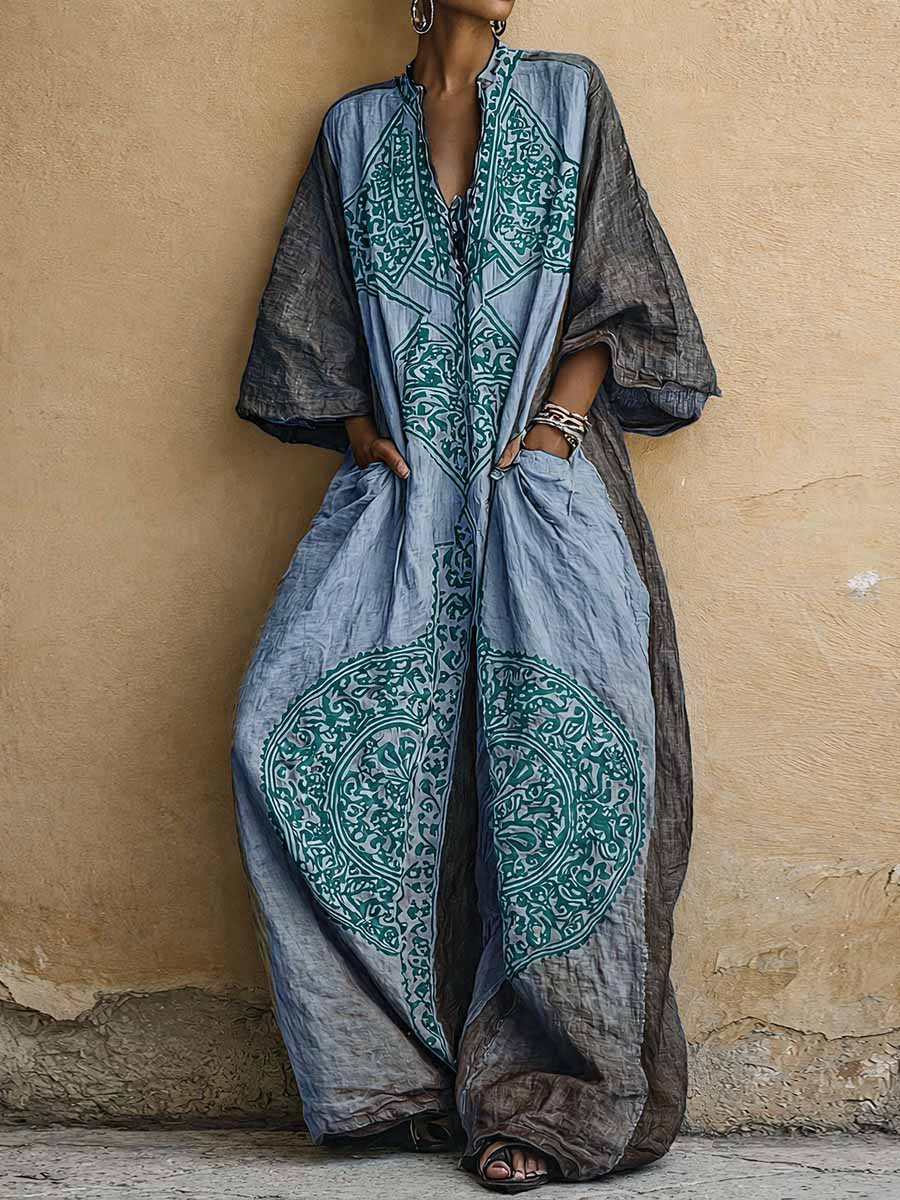Sara - Boho Linnen Jumpsuit Dames met Diepe V-hals en Wijde Mouwen