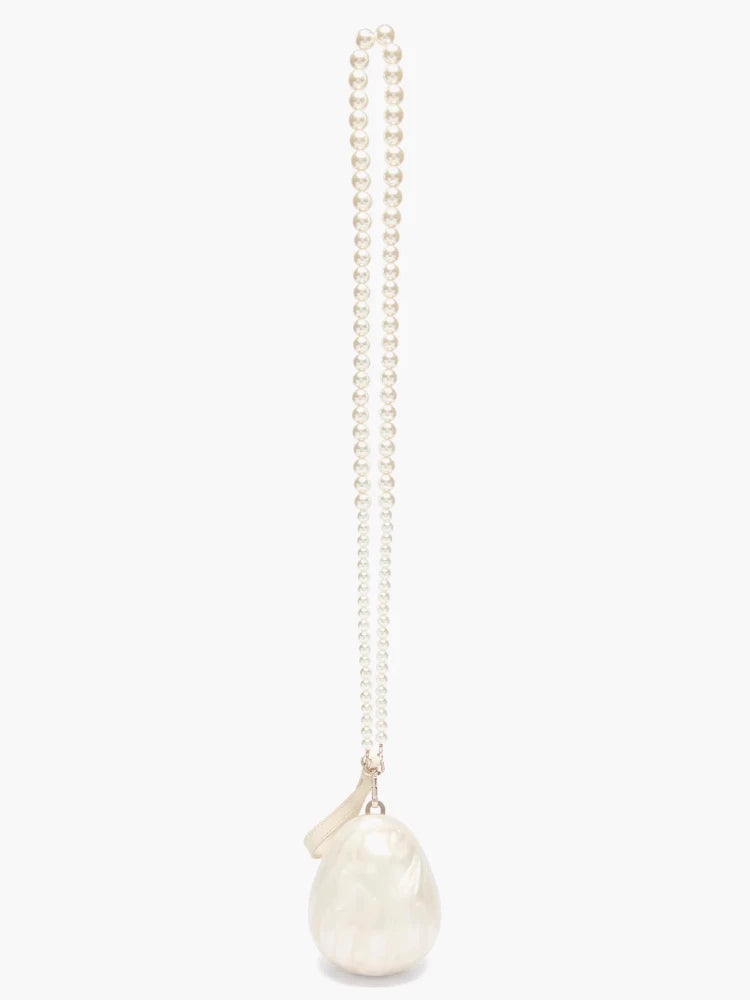 Tas Dames - Parelmoer Minitas met Parelketting en Kwastje | Chique