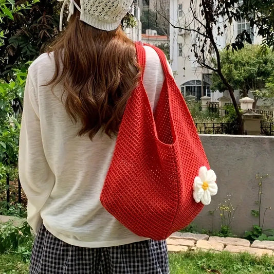 Tas Dames - Gehaakte Shopper met Bloemendetail | Zomer