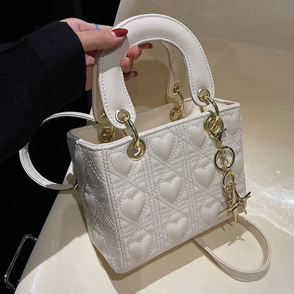 Handtas Dames - Mini Tas met Hartenprint en Gouden Charm | Chique