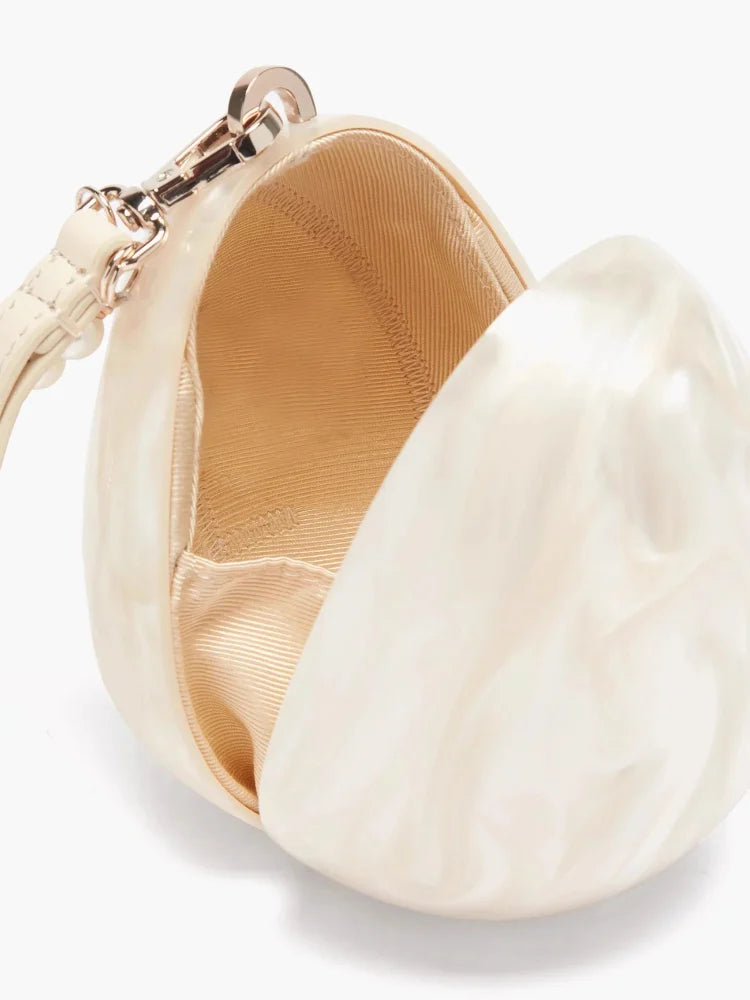 Tas Dames - Parelmoer Minitas met Parelketting en Kwastje | Chique
