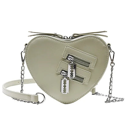Tas Dames - Hartvormige Crossbody met Ketting en Zippers | Edgy