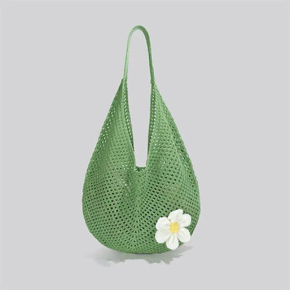 Tas Dames - Gehaakte Shopper met Bloemendetail | Zomer