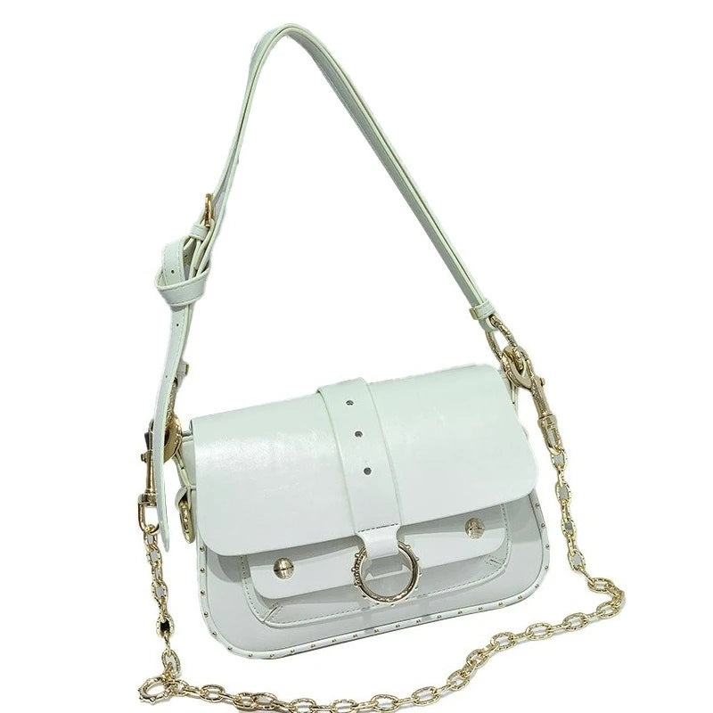 Tas Dames - Flap Tas met Gouden Ring en Ketting | Klassiek