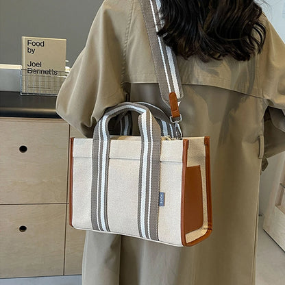 Tas Dames - Ruime Shopper met Streepprint en Contrastdetail | Casual