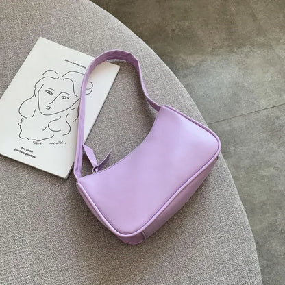 Tas Dames - Kleine Baguette Schoudertas met Slanke Band | Casual