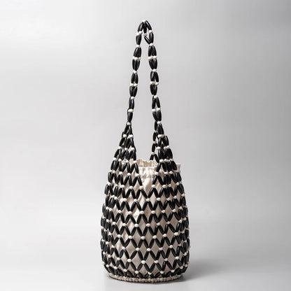 Tas Dames - Houten Kralen Shopper met Binnentas | Boho
