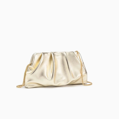 Tas Dames - Geplooide Clutch met Gouden Ketting | Chique