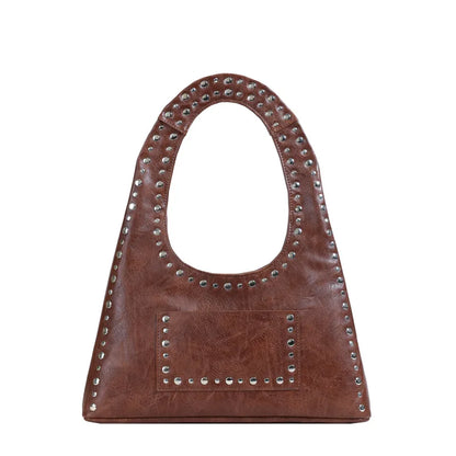 Tas Dames - Schoudertas met Studs en Halfmaan Silhouet | Casual