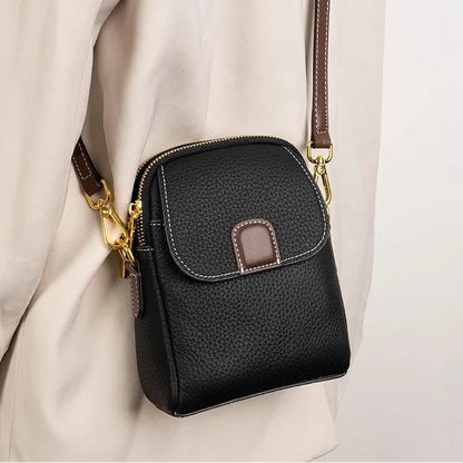 Crossbody Tas Dames - Compacte Mini Tas met Dubbele Rits | Goudkleurig