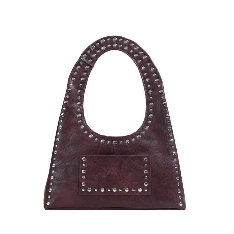 Tas Dames - Schoudertas met Studs en Halfmaan Silhouet | Casual