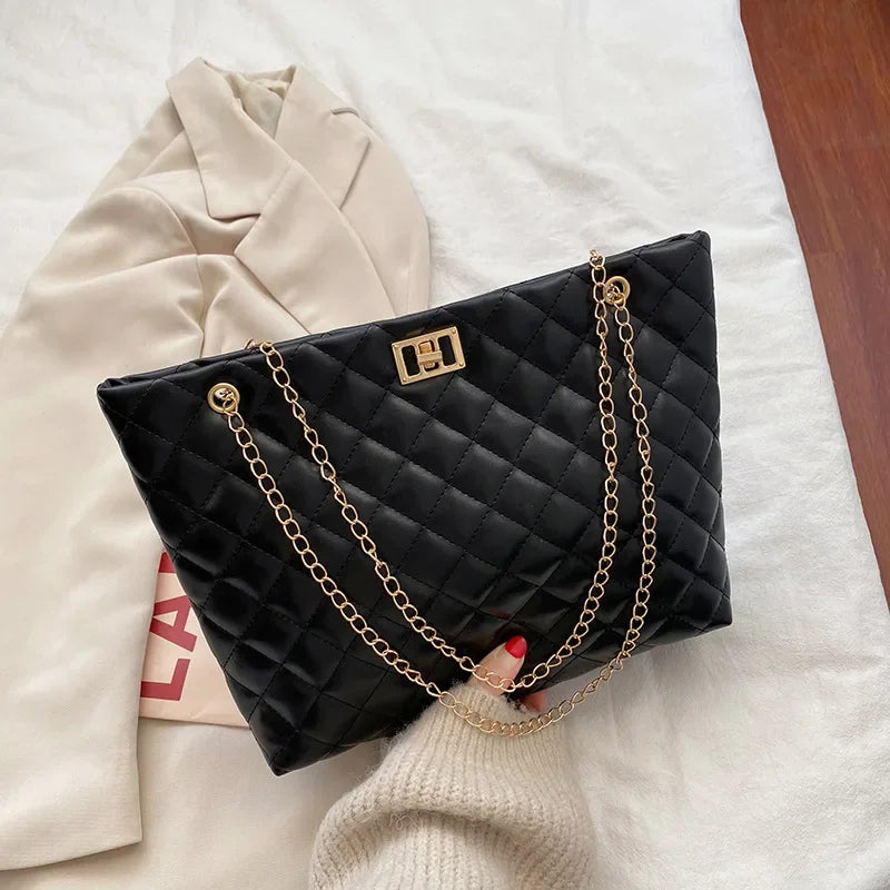 Shopper Dames - Grote Gewatteerde Tas met Gouden Ketting | Chique