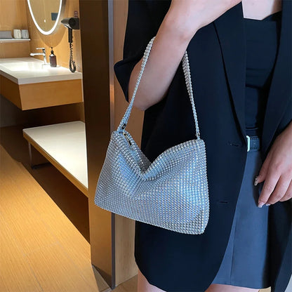 Handtas Dames - Glitter Avondtas met Strass Details | Elegant