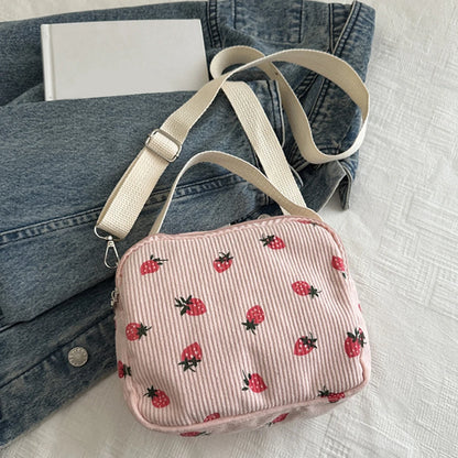 Schoudertas Dames - Compacte Tas met Aardbeienprint | Casual