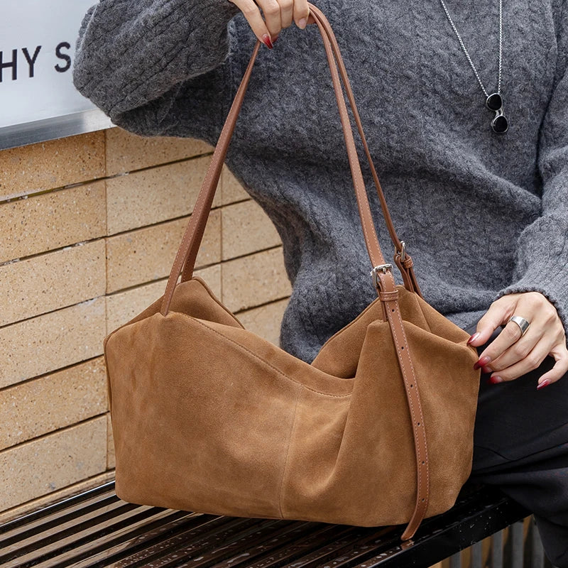 Tas Dames - Zachte Schoudertas met Geplooide Vorm | Elegant