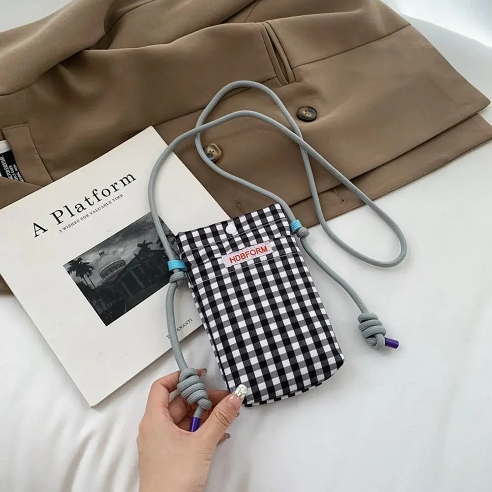Crossbody Tas Dames - Mini Telefoontas met Ruitjesprint | Casual