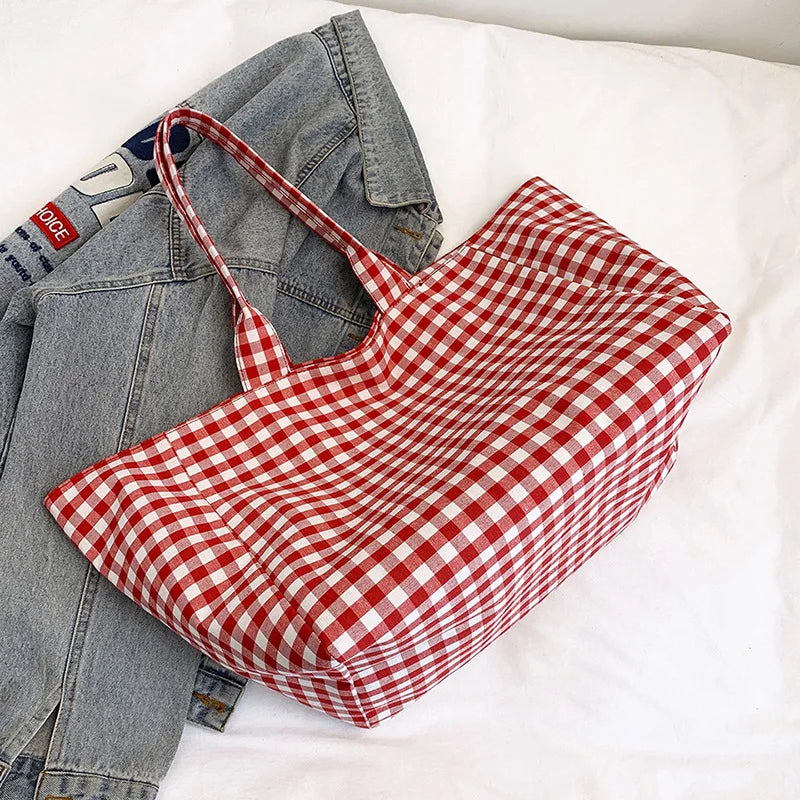 Shopper Dames - Grote Tote Bag met Ruitjesprint | Casual