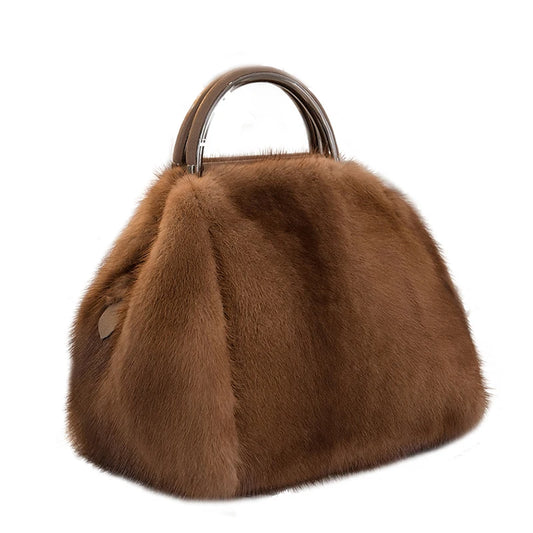 Tas Dames - Zachte Pluche Handtas met Metalen Hengsel | Luxe