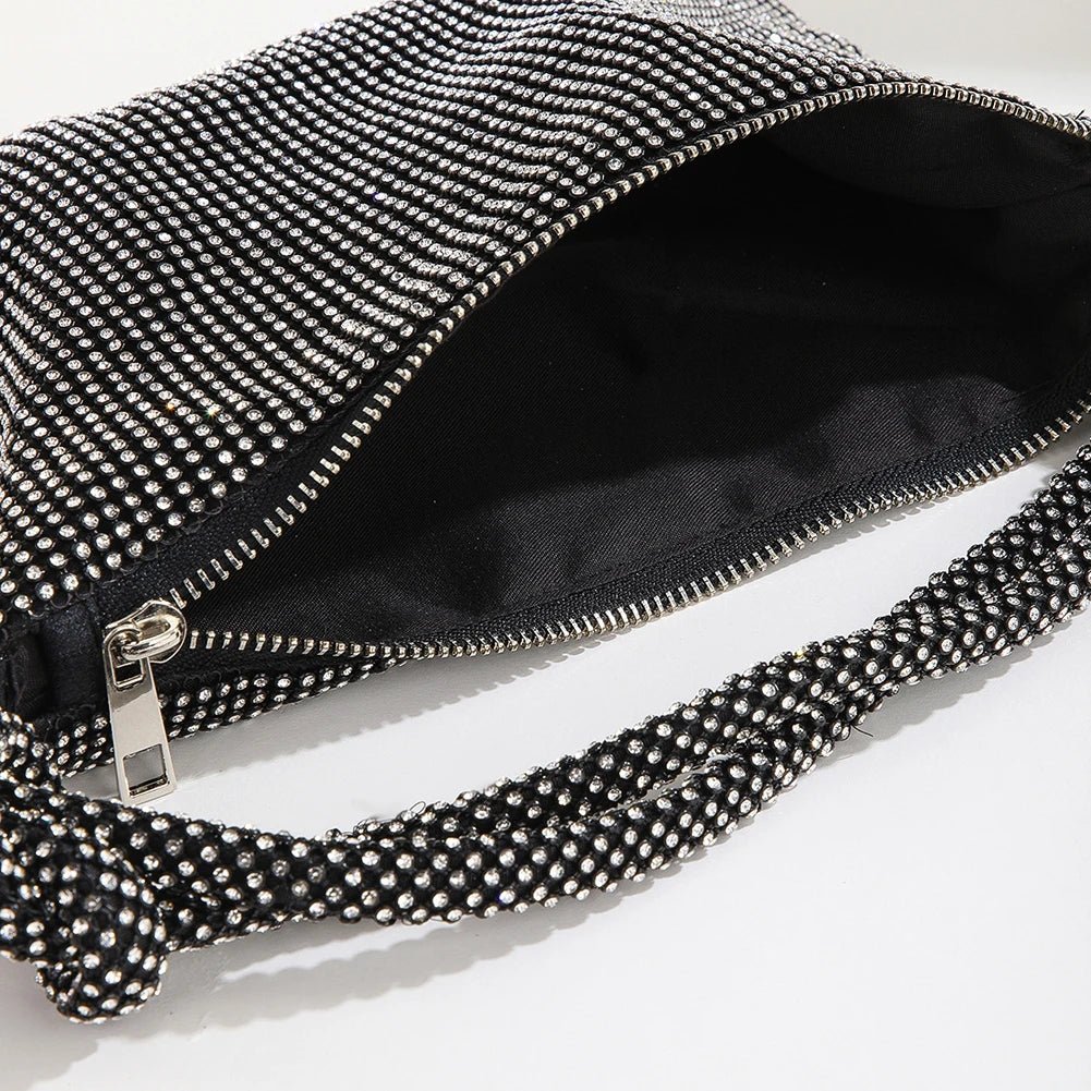 Tas Dames - Glinsterende Schoudertas met Knoopdetail | Feest