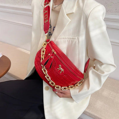 Tas Dames - Heuptas met Gouden Ketting en Paard Detail | Chique
