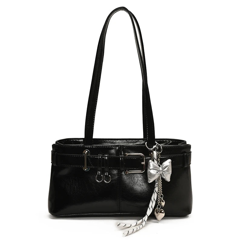 Tas Dames - Schoudertas met Gesp en Strik Hanger | Stijlvol