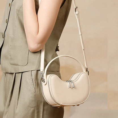 Tas Dames - Halfmaan Crossbody met Dubbele Rits en Ring | Klassiek