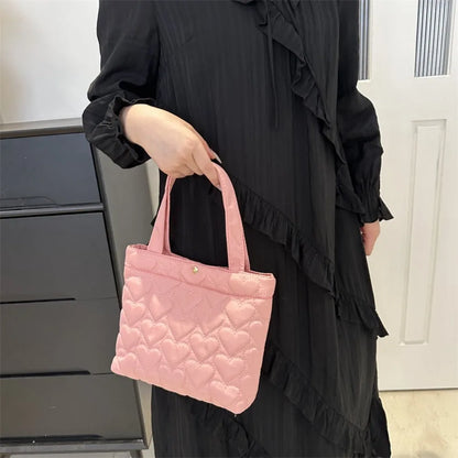Tas Dames - Kleine Quilted Shopper met Hartjespatroon | Casual