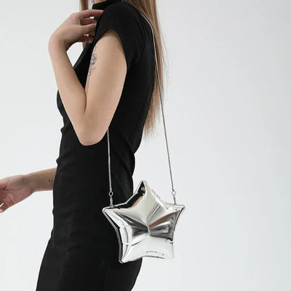 Tas Dames - Metallic Ster Clutch met Ketting | Feestelijk