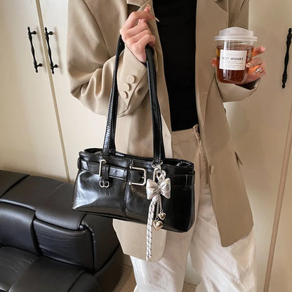 Tas Dames - Schoudertas met Gesp en Strik Hanger | Stijlvol