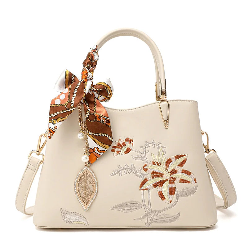 Tas Dames - Elegante Handtas met Borduurwerk en Sjaal | Chique