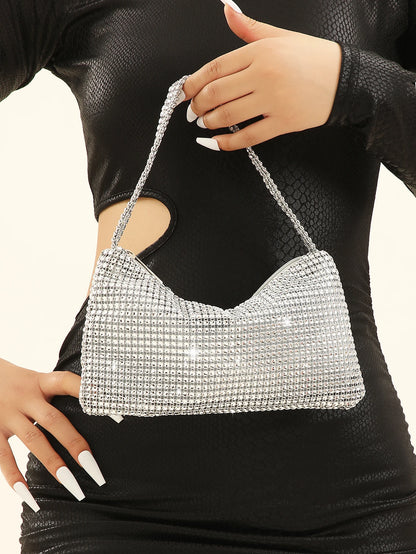 Tas Dames - Glinsterende Avondtas met Strass Ketting | Feest