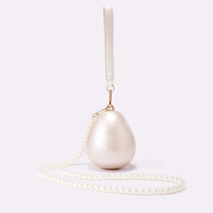 Tas Dames - Parelmoer Minitas met Parelketting en Kwastje | Chique
