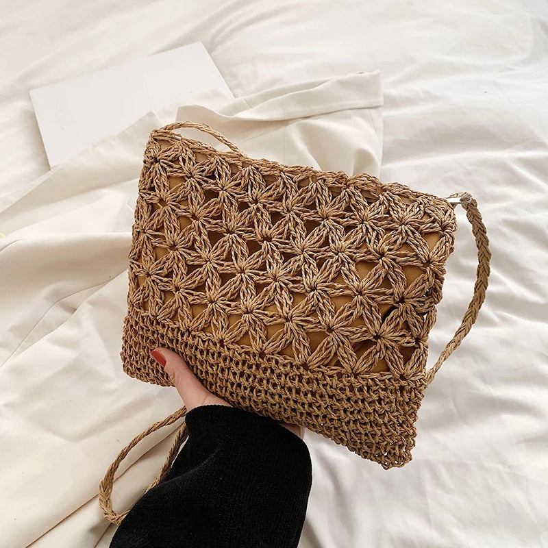 Schoudertas Dames - Gevlochten Zomertas met Open Weef | Shopper