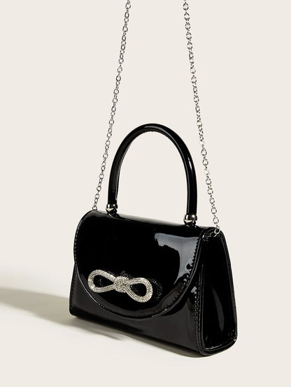 Tas Dames - Glanzende Handtas met Strik en Hengsel | Elegant