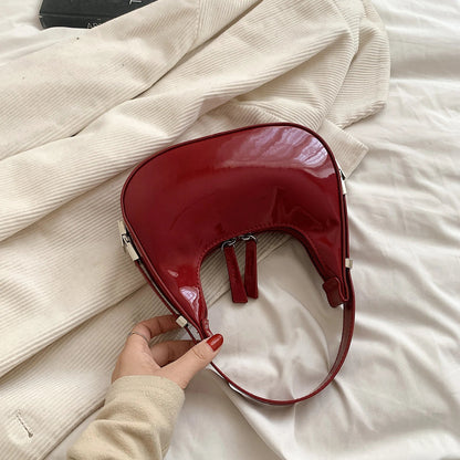 Tas Dames - Glanzende Hobo Stijl met Rits en Zilver Detail | Chic