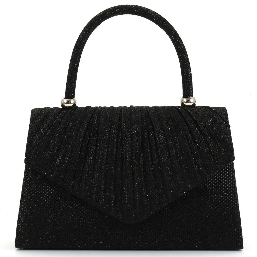 Tas Dames - Glitter Avondtasje met Geplooide Klep en Handvat | Chique