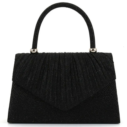 Tas Dames - Glitter Avondtasje met Geplooide Klep en Handvat | Chique