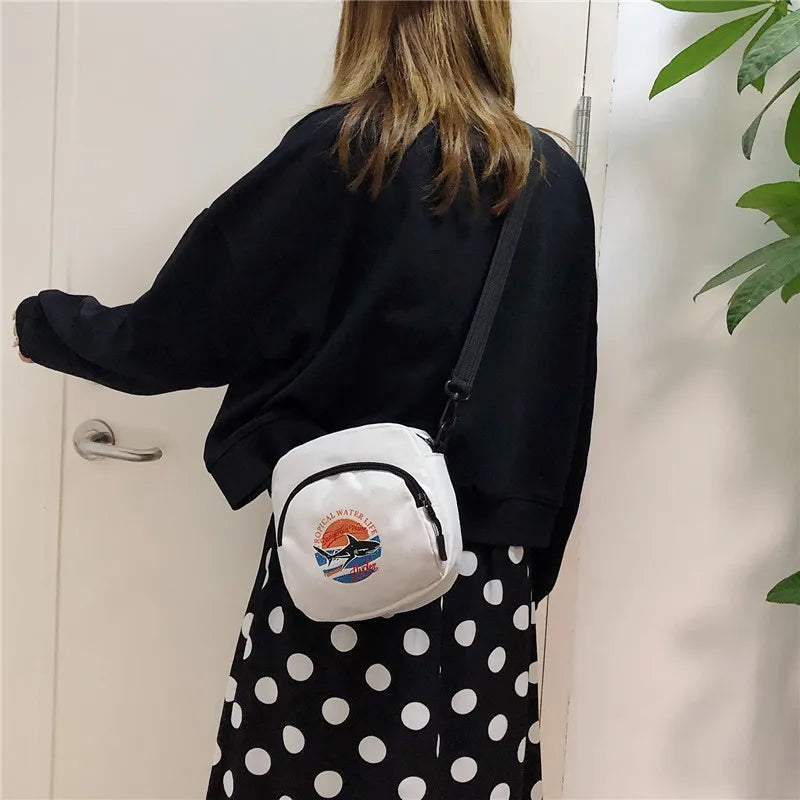 Tas Dames - Mini Crossbody met Haai Borduursel en Rits | Casual