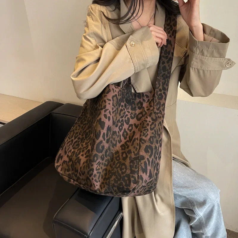 Tas Dames - Grote Zachte Shopper met Luipaardprint | Casual
