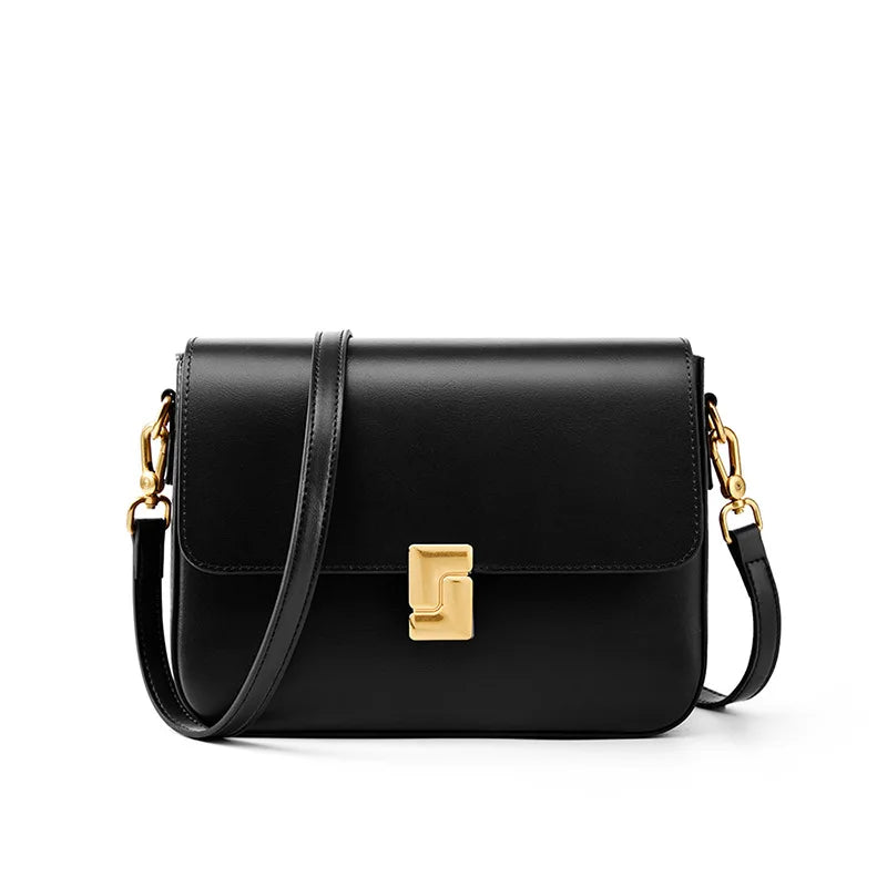 Tas Dames - Gestructureerde Flap Tas met Gouden Slot | Klassiek