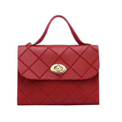 Tas Dames - Handtas met Ruitpatroon en Gouden Draaislot | Chique
