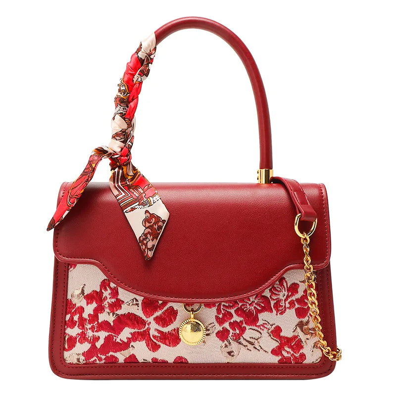 Handtas Dames - Elegante Tas met Bloemenprint en Sjaaltje | Chique