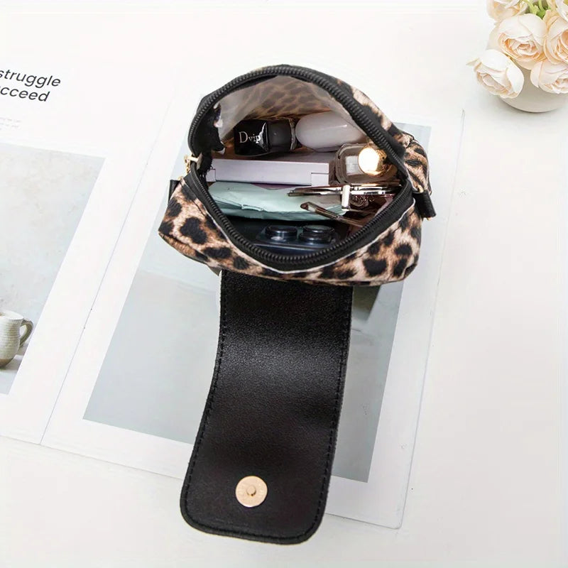Tas Dames - Mini Crossbody met Luipaardprint en Kroon Detail | Casual