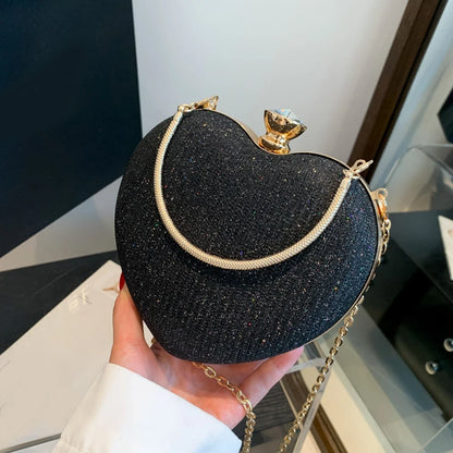 Avondtasje Dames - Hartvormige Clutch met Ketting en Kristal | Feest